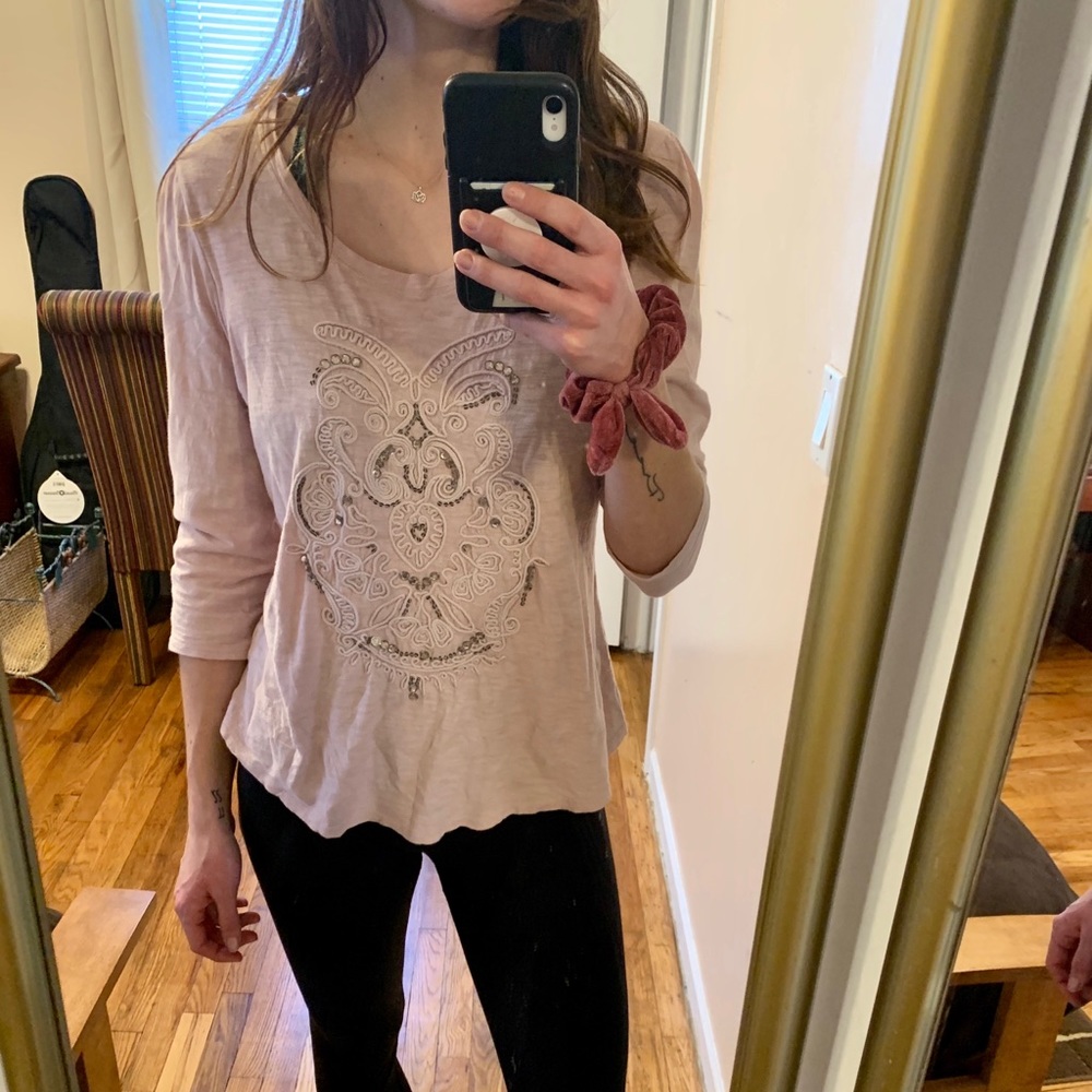 Light pink embroidered top